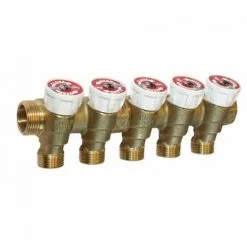 Giacomini Collecteur Avec Robinets D'arrêt 5 Sorties Nourrice Mâle - Femelle 3/4,1/2 Entraxe 35 Mm (R585CY375)