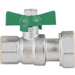 GIACOMINI Robinet Spherique Eau Potable Fem. DN15(1/2") X Ecrou DN20(3/4") Laiton Chrome, Certifie DVGW